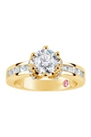 Suzy Levian Gold Plated Sterling Silver Cz Bridal Ring In Yellow