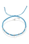 La Rocks Duo Bracelet Set: Mini Star Chain & "friends" Blue Cord Bracelets In Silver Blue Cord