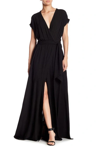 Meghan La Jasmine Wrap Maxi Dress In Black