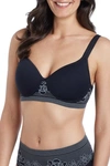 Company Ellen Tracy Seamless Curves Wire-free Bra In Black/silver