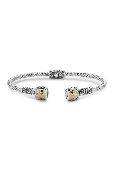 Samuel B. Floral Design Hinged Cuff Bracelet In Silver And Gold