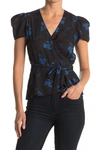 Parker Puff Sleeve Floral Print Wrap Top In Fulton Stems