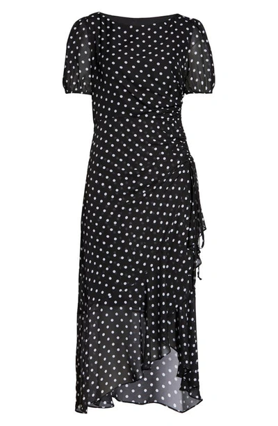 Julia Jordan Dot Print Chiffon Dress In Black/white