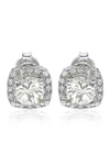 Suzy Levian White Cubic Zirconia Sterling Silver Princess Diana Stud Earrings