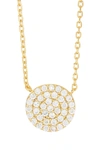 Argento Vivo Sterling Silver Gold Plated Sterling Silver Cz Detail Circle Pendant Necklace