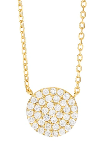 Argento Vivo Gold Plated Sterling Silver Cz Detail Circle Pendant Necklace