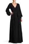Meghan La Lilypad Solid Wrap Maxi Dress In Black