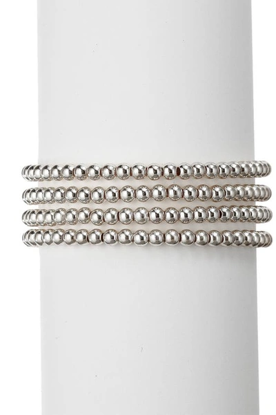 Eye Candy Los Angeles Rhodium Plated Brass Beaded Stretch Bracelets In Rose