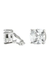 Cz By Kenneth Jay Lane Cushion Cz Clip-on Earrings In Clear/silver