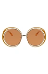 Chloé Carlina 59mm Round Sunglasses In Yellow/ Gold/ Havana