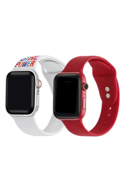 Posh Tech Silicone Band With Buckle For Apple Watch In White/red