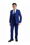 Perry Ellis Big Boy's 5-piece Shirt, Tie, Jacket, Vest And Pants Solid Suit Set In Royal Blue