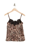 Just One Woven Lace Trim Cami In Animal