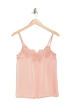 Just One Woven Lace Trim Cami In Rose