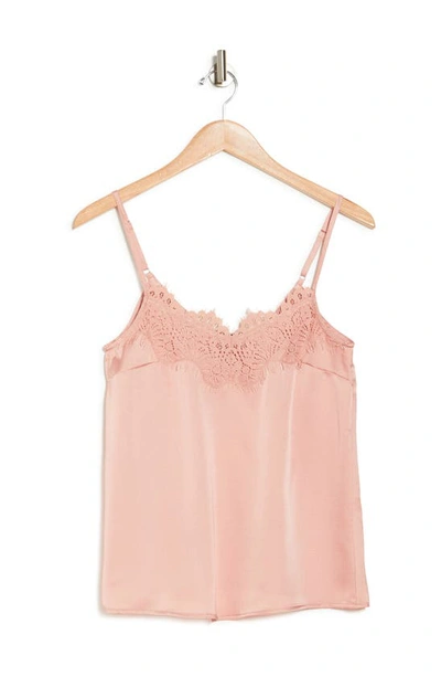 Just One Woven Lace Trim Cami In Rose