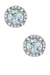 Delmar Sterling Silver Aquamarine & Diamond Halo Stud Earrings In Blue