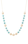Saachi Natural Stone Beaded Adjustable Slider Necklace In Turquoise