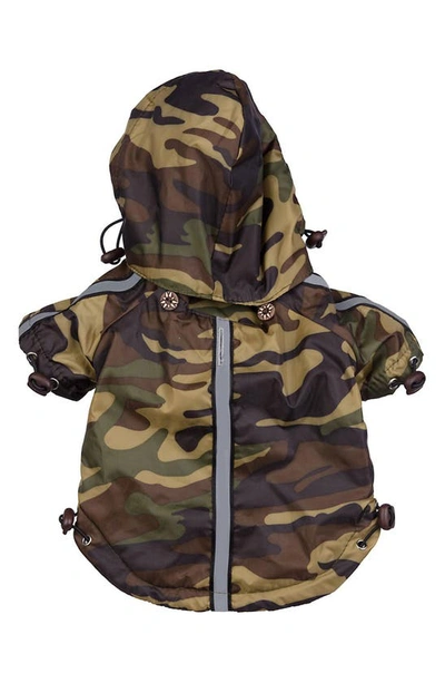 Petkit Reflecta-sport Rainbreaker Dog Raincoat Jacket With Removable Hood In Forest Camouflage