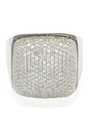 Suzy Levian Sterling Silver White Cz Golden Square Ring In Brown