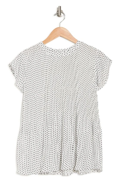 Adrianna Papell Printed Pleated Georgette Blouse In Ivory Ditsy Bud