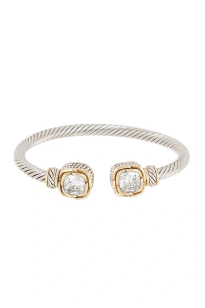 Meshmerise Twisted Cable White Topaz Cuff Bracelet