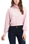1.state Turtleneck Velour Top In Rose Pink
