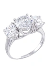 Cz By Kenneth Jay Lane Round Cz Triple Stone Ring In Clear/silver