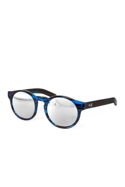 Aqs Benni 49mm Blue Acetate Sunglasses In Silver