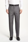Santorelli Luxury Flat Front Wool Dress Pants In Mdgry