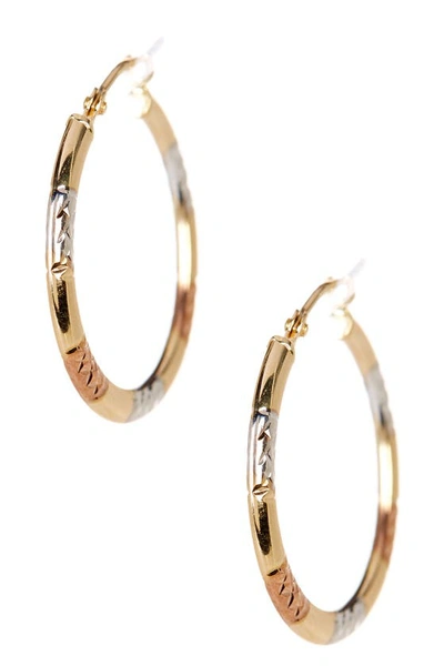 Karat Rush 14k Tricolor Gold Shiny 22mm Diamond-cut Fancy Hoop Earrings In Multi