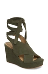 Etienne Aigner Dominica Suede Platform Wedge Sandal In Fatigue Suede