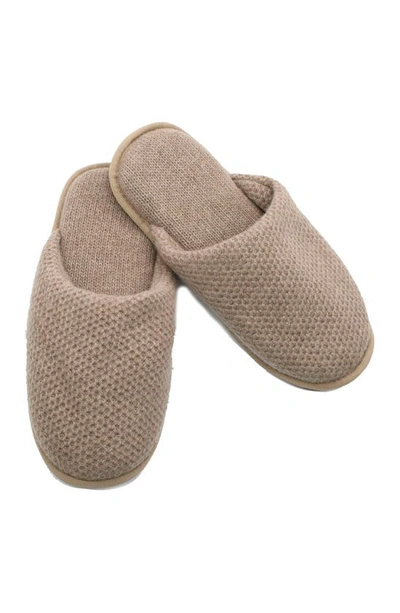 Portolano Cashmere Honeycomb Slippers In Nile Brown