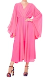 Meghan La Sunset Midi Dress In Neon Pink