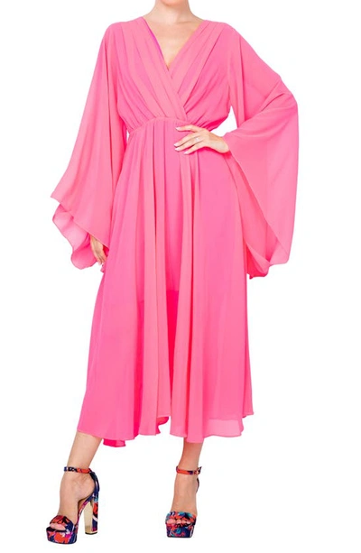 Meghan La Sunset Midi Dress In Neon Pink