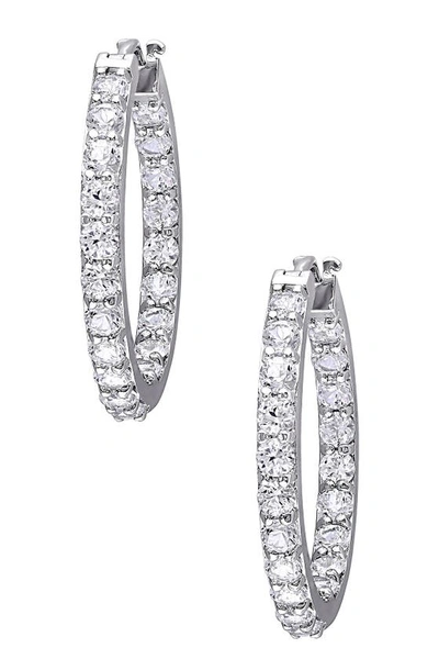 Delmar Sterling Silver Created White Sapphire 26mm Hoop Earrings
