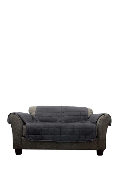 Duck River Textile Black/grey Joseph Flannel Reversible Waterproof Microfiber Love Chair Cover