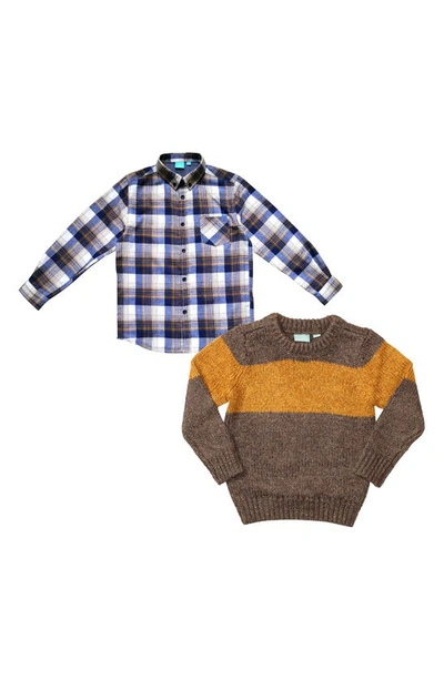 Bear Camp Kids' Long Sleeve Woven Tops In Charcoal
