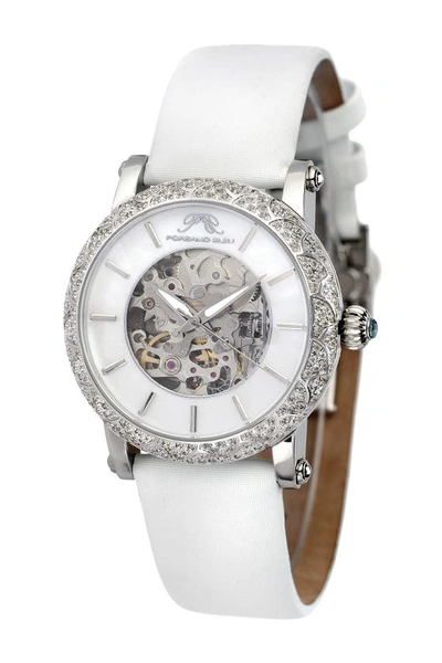 Porsamo Bleu Liza Topaz Stone Automatic Watch, 38mm X 44mm In Silver White