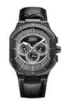 Jbw Orion Diamond Croc Embossed Leather Watch, 43mm In Black
