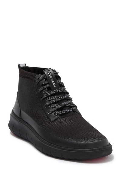 Cole Haan High Top Sneaker In Black Knit/ Blac