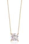 Gabi Rielle Yellow Gold Vermeil Princess-cut Cz Solitaire Pendant Necklace In Gold