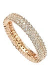 Suzy Levian 14k Rose Gold Plated Sterling Silver Micro-pave White Cz Eternity Band Ring In Rose