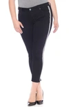 Slink Jeans Double Stripe Ankle Skinny Jeans In Solid Black
