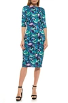 Alexia Admor Boatneck Sheath Dress In Midnight Flower