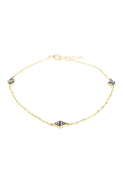 Cz By Kenneth Jay Lane Two-tone Cz Diamond Station Anklet In 2 Tone