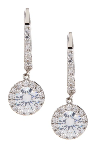 Nordstrom Rack Round Pave Cz Euro Drop Earrings In Clear/ Silver