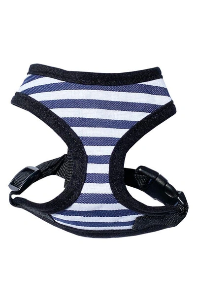 Dogs Of Glamour Ritz Harness Striped Blue In Blue/white