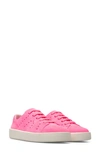 Camper Courb Perforated Suede Sneaker In Bright Pink