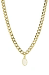 Adornia 14k Gold Plated Sterling Silver Moonstone Curb Chain Pendant Necklace In Moonstone Gold Vermeil