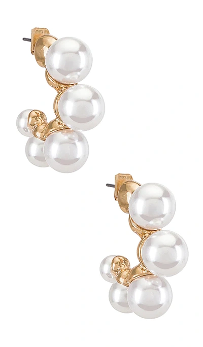 Ettika Large Pearl Mini Hoops In Gold